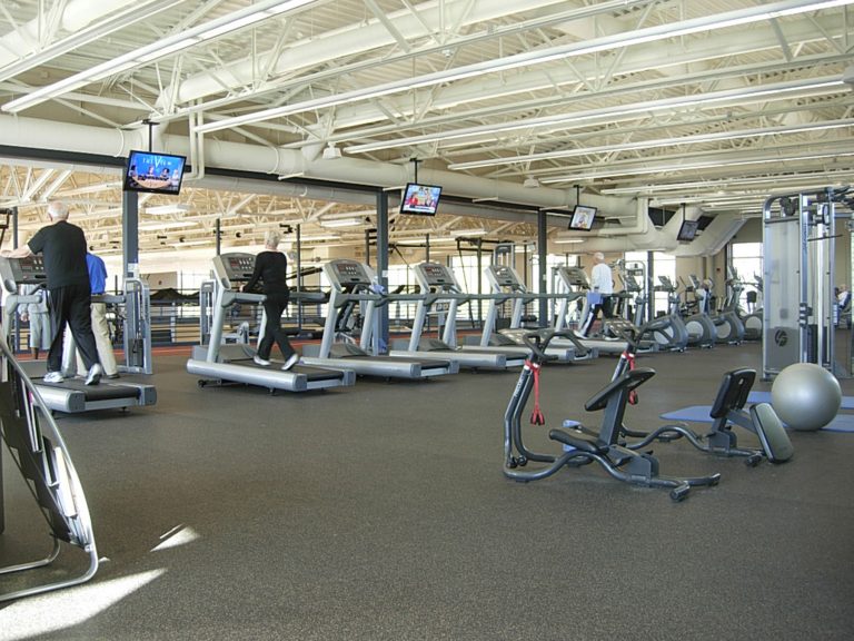 Weightroom with treadmills